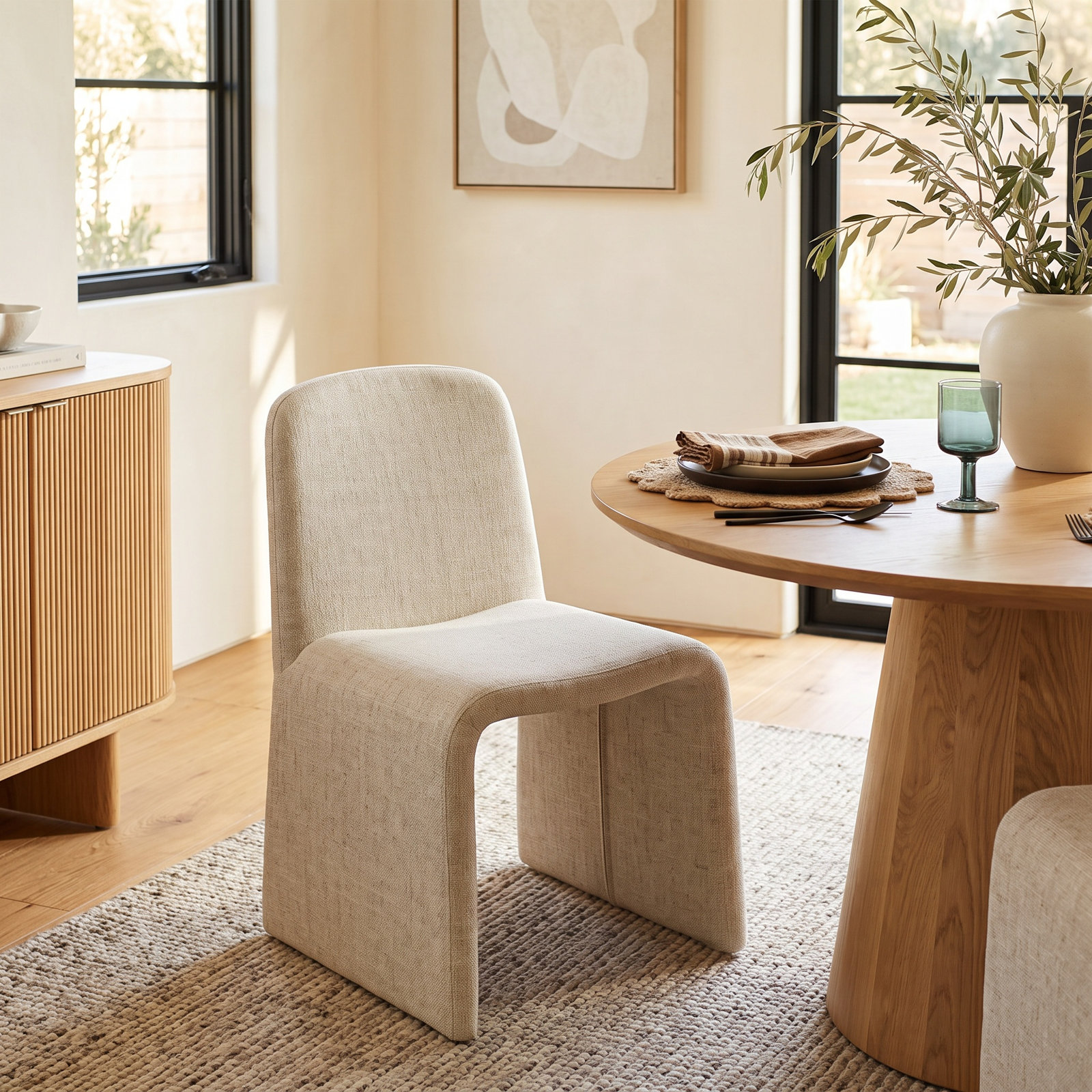 Holt Dining Chair, Heather Beige Basketweave