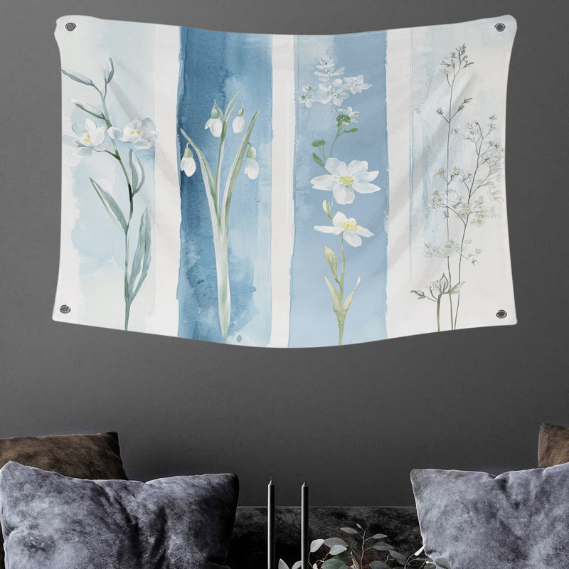 Tapisserie murale fleurs sauvages, H 88 po x l 104 po