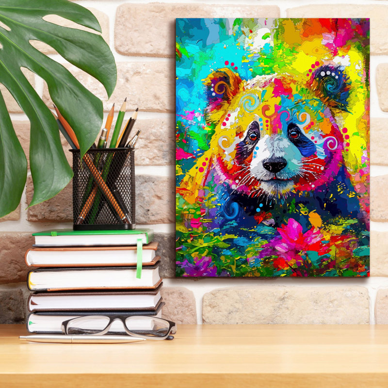 «The Pretty Panda Super» par Dean Russo, art mural sur toile, H 16 po x l 12 po x P 0,75 po