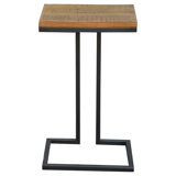 Felipe 16" Reclaimed Mango Wood End Table w/ Iron Base, Medium Brown