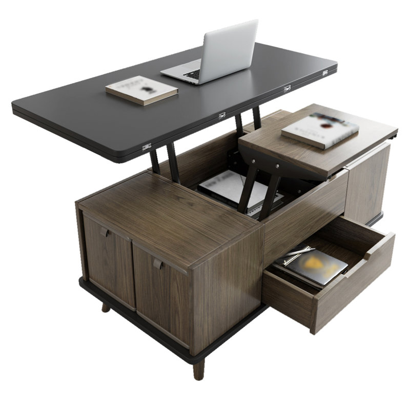 Multifunctional Lift-Top Coffee Table With 4 Stools,3-In-1 Centre Table