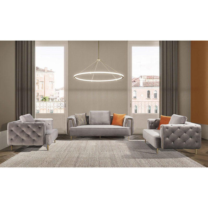 Fauteuil en velours gris AED-D832, Velours gris