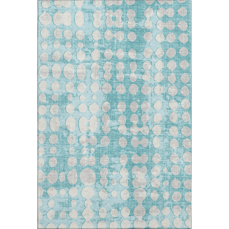 Premium Machine Washable Prisco Teal Rug