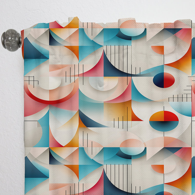 Motif géométrique cubique Vintage Revival - rideau obscurcissant géométrique abstrait - 1 panneau, L 52 po x L 63 po