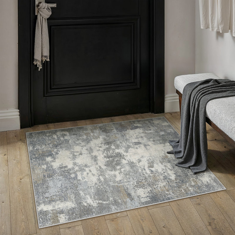 Tapis abstrait moderne Arden, Blue, Rectangle 2'3" x 2'9"