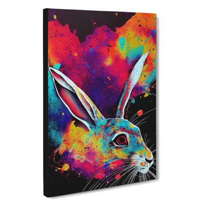 Paint Splashed Hare No.1 - Wrapped Canvas