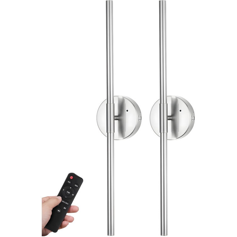 Rechargeable Wireless Wall Sconce Set With Remote Control, 350° Rotating Dimmable LED Lights, Timer Function, Touch Control For Living Room, Bedroom