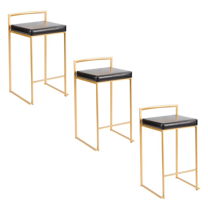 Contemporary Counter Stool, Siège noir / cadre doré, 3