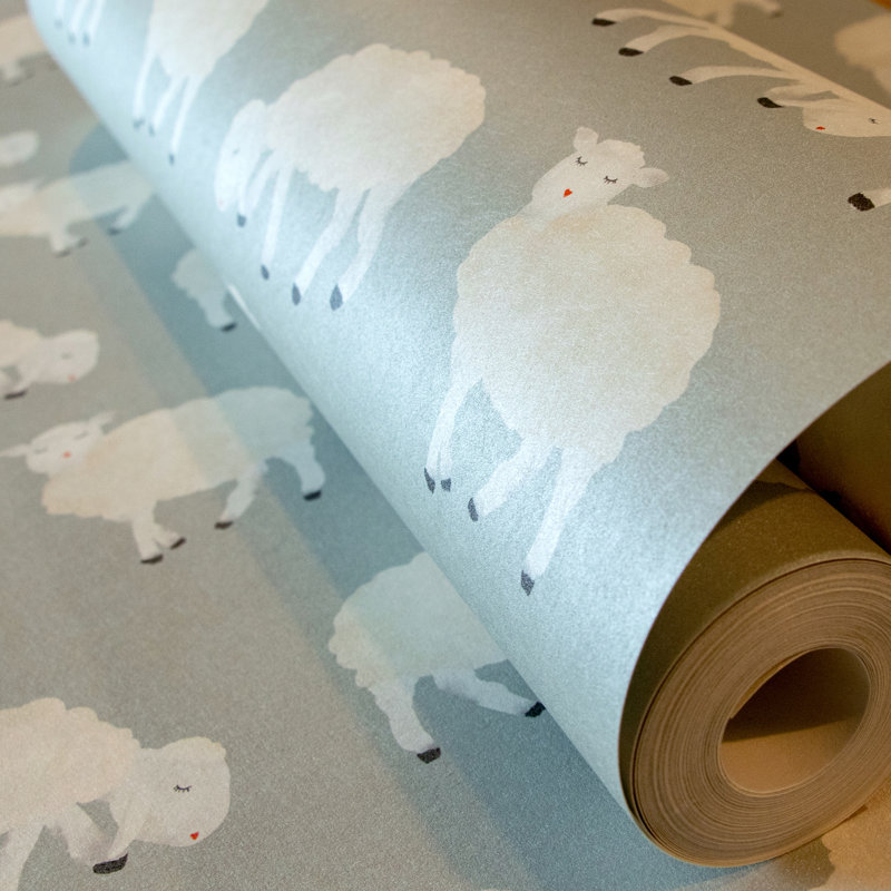 Detlef Smooth Glitter Sweet Sheep 10.05m x 53cm Wallpaper Roll, Grey