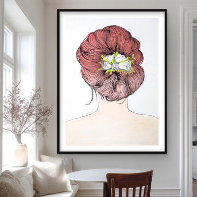 «Lady with Flowers in Her Hair», reproduction d'art encadrée