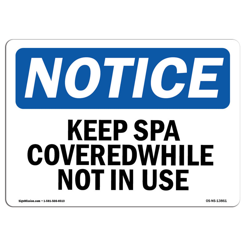 Plaque en aluminium «Keep Spa couvert lorsqu'il n'est pas utilisé» 12 x 18