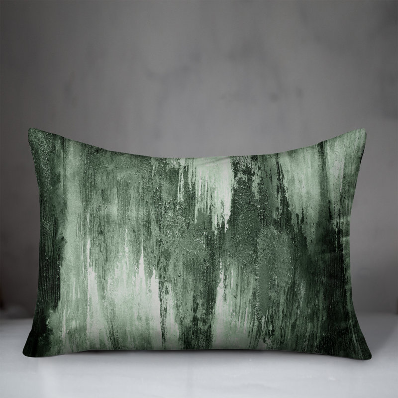 Painted Abstract Outdoor Rectangular Pillow Cover & Insert, Green