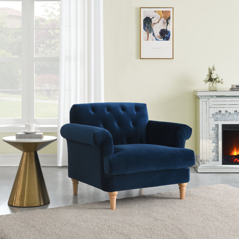 Halltown Velvet Armchair, Midnight Blue