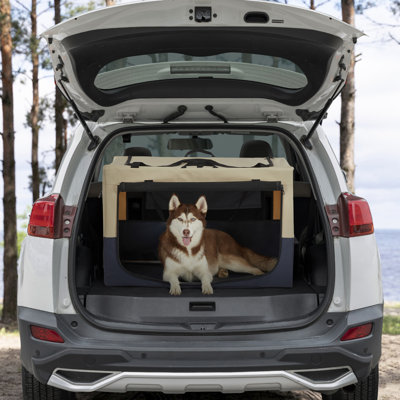 Cage pour chien pour chien, housse en tissu ajustable par tuyau en fer spiralé, cage de voyage renforcée à 3 portes pour chien
