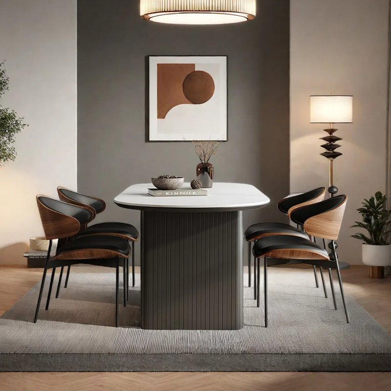 Modern style oval dining table, 29.53"H x 62.99"L x 31.5"W