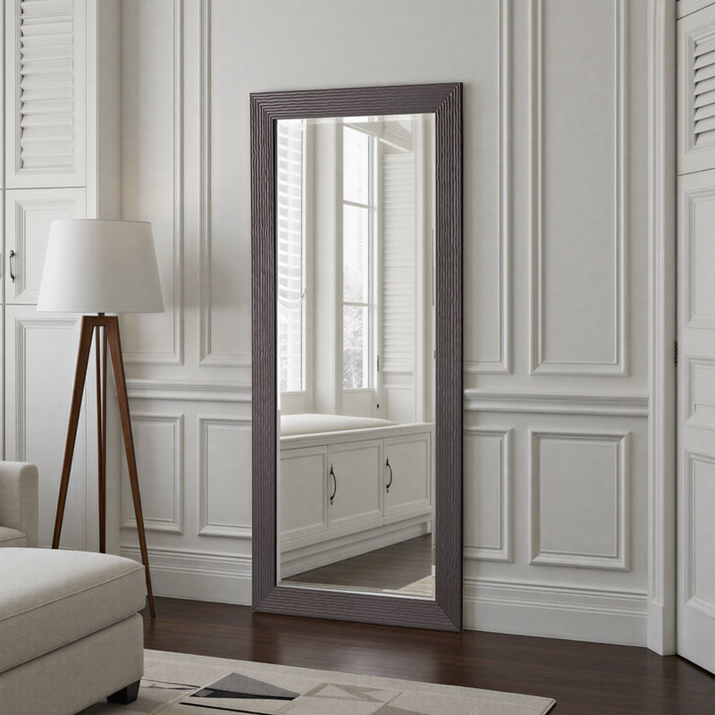 Madge Wavy Framed Wall Mounted Accent Mirror Bevelled, 77cm H x 168.5cm W, Bronze
