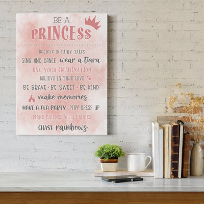 «Be a Princess», reproduction d'art textuel sur toile tendue