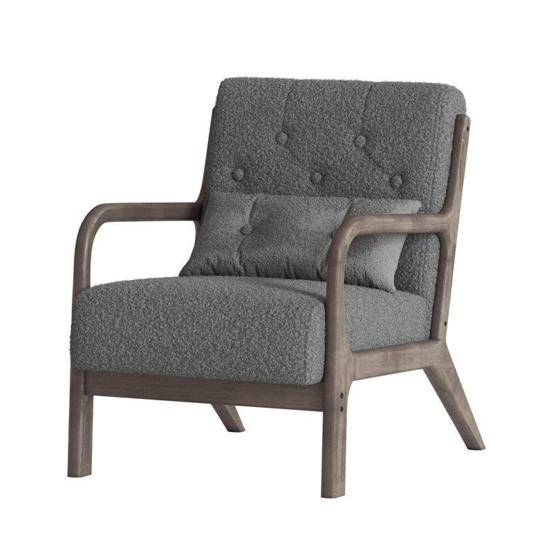 Fareham 25.79'' Wide Tufted Velvet Armchair, Dark Gray Teddy Velvet