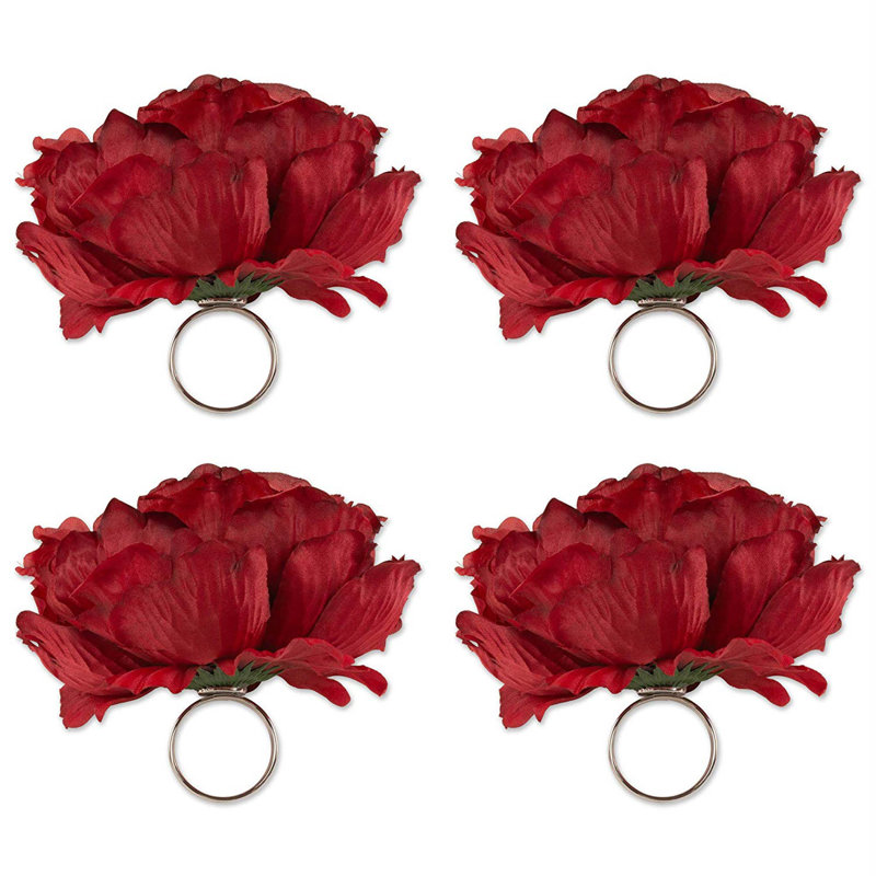 Rond de serviette Jacque, Rouge/vert