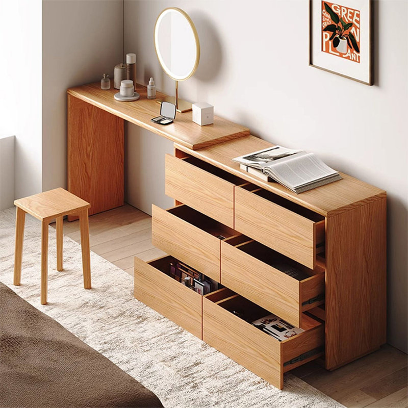 Coiffeuse avec miroir lumineux, 6 tiroirs
