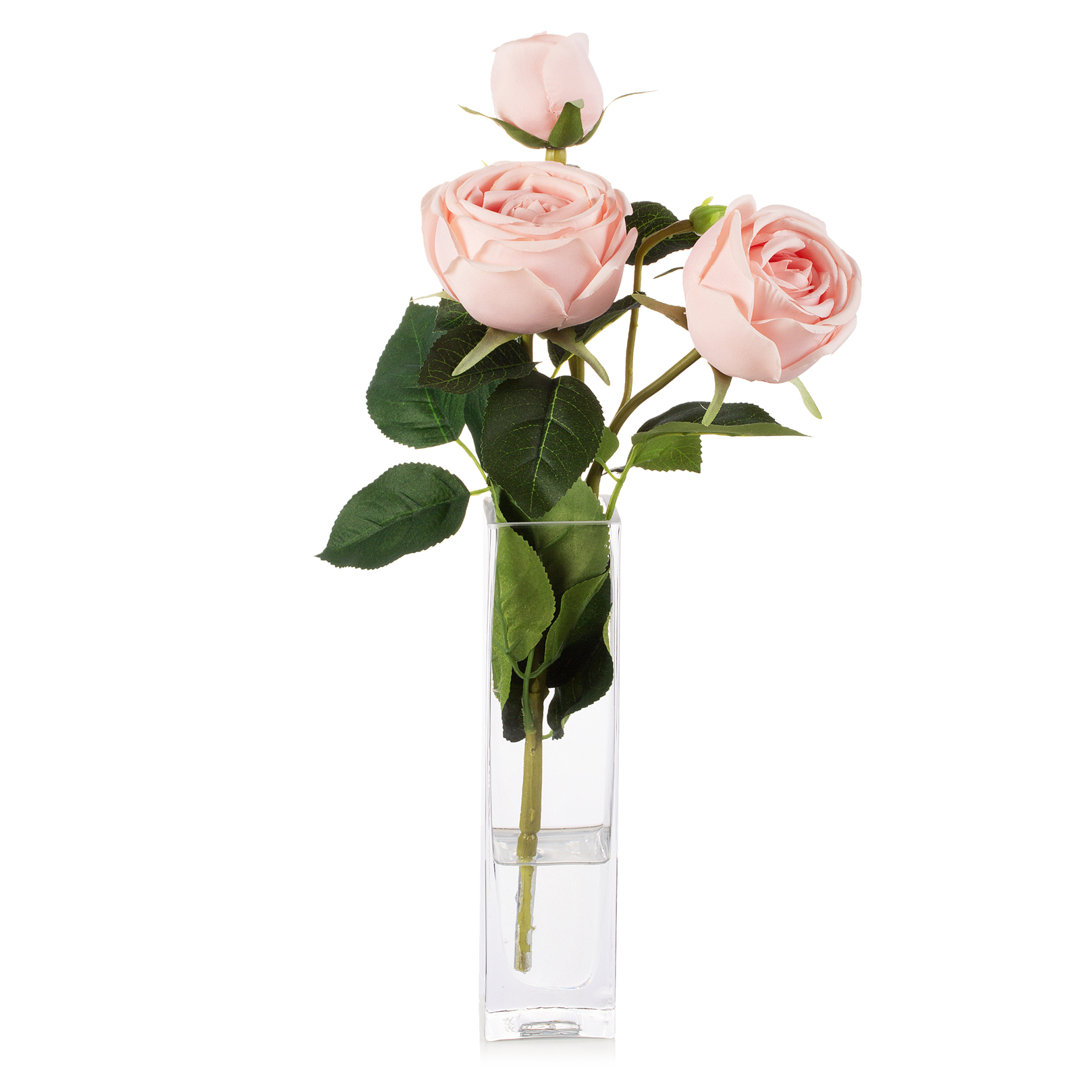 Faux Silk Rose Arrangement in Vase Primrue Flower 