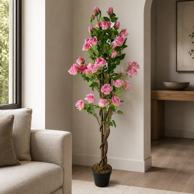 Artificial Flowering Tree in Planter
