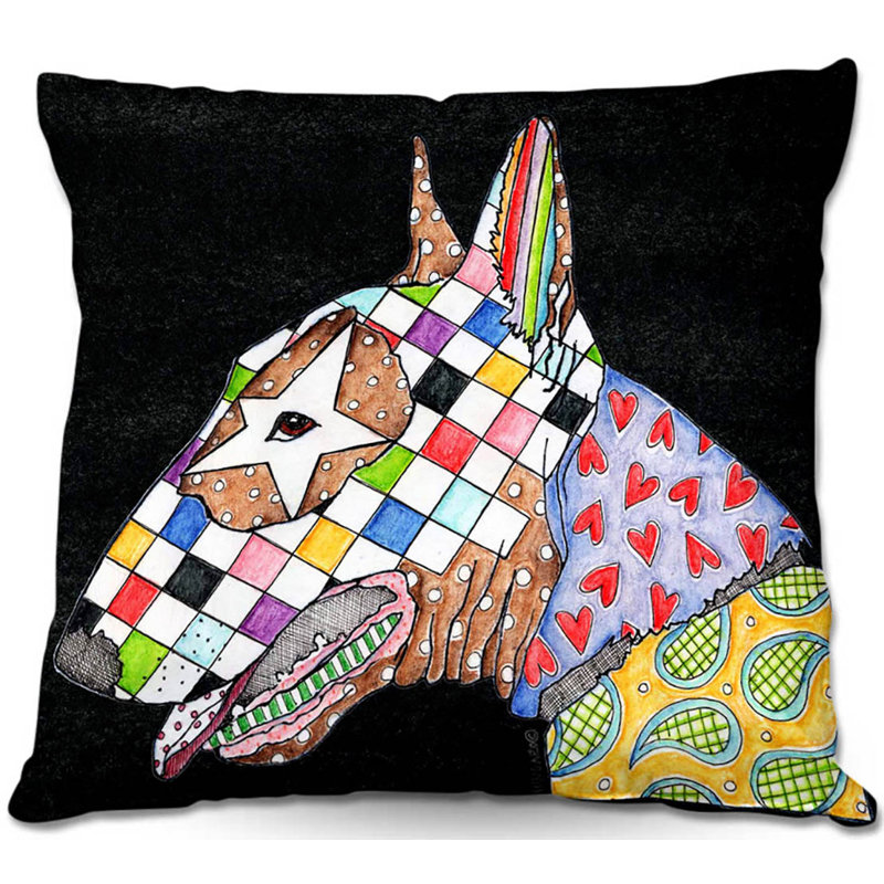  Coussin Couch Bull Terrier, 20 po x 20 po, Noir