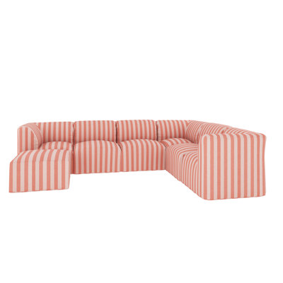 Praia 124" Sunbrella Outdoor L Sectional With Ottoman