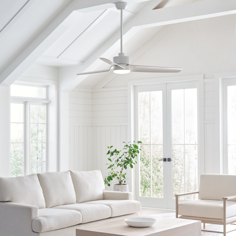 Visual Comfort Fan Colgin 56 LED Indoor Ceiling Fan with Threaded Downrod, Matte White ABS blades and Handheld Remote