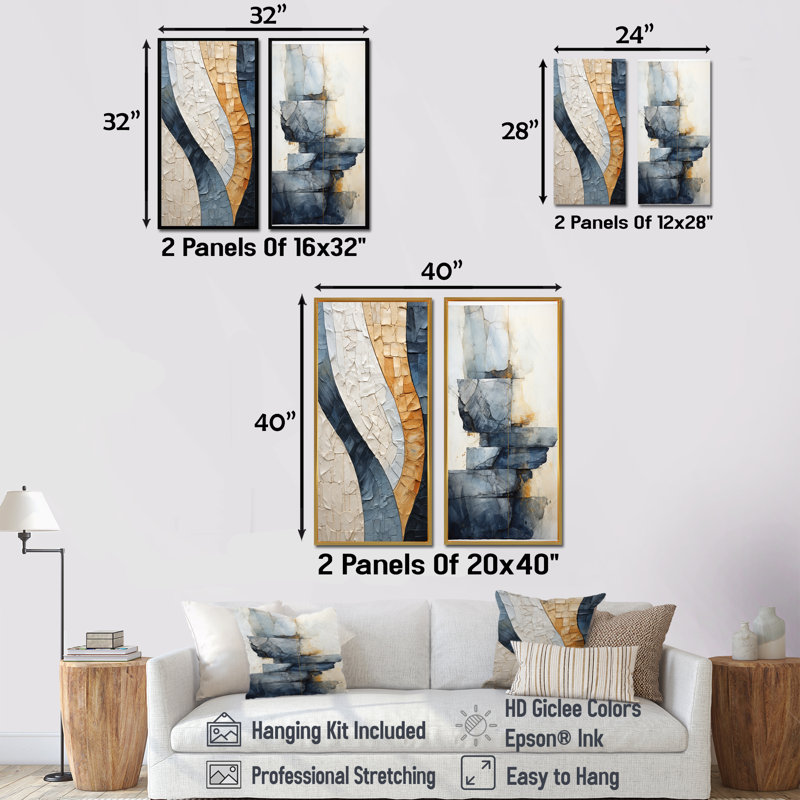 Margriete - ensemble de 2 reproductions d'art sur toile Geode Stone, H 28 po x l 25 po, Toile tendue