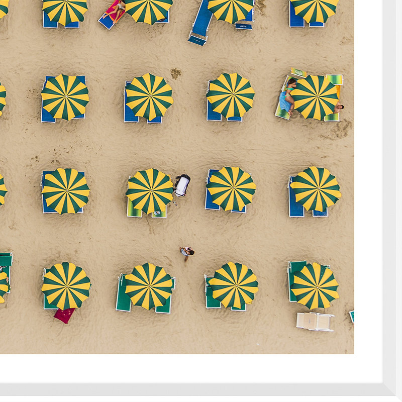 Aerial View Of Sunshades Standing In The Sand Giclee Print by Getty Images, White, 34" H x 42" W x 3.75" D