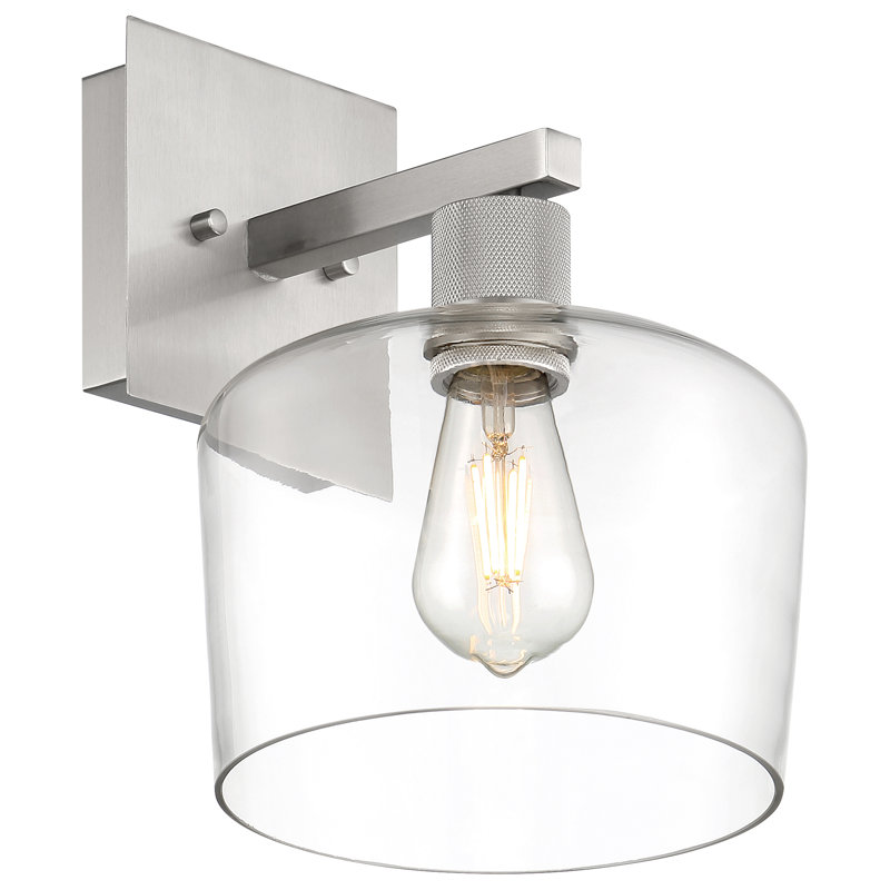 Aarian Chardonnay LED Wall Sconce - Clear Glass - Replaceable LED, Brushed Steel