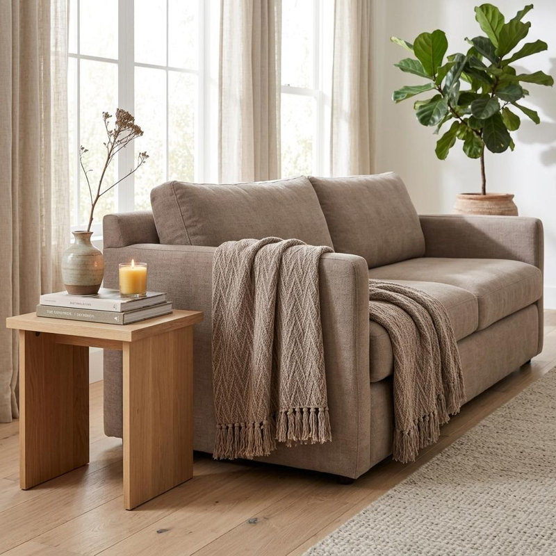 Handloomed Brown Cotton Slub Throw 52" x 67"