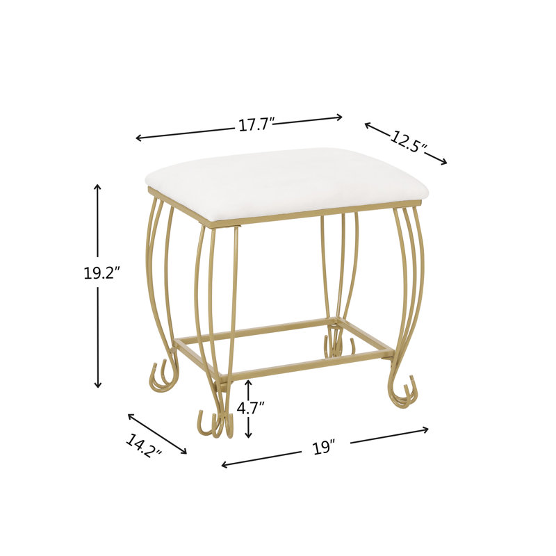 Elegant White and Gold Vanity Table Set with Bench