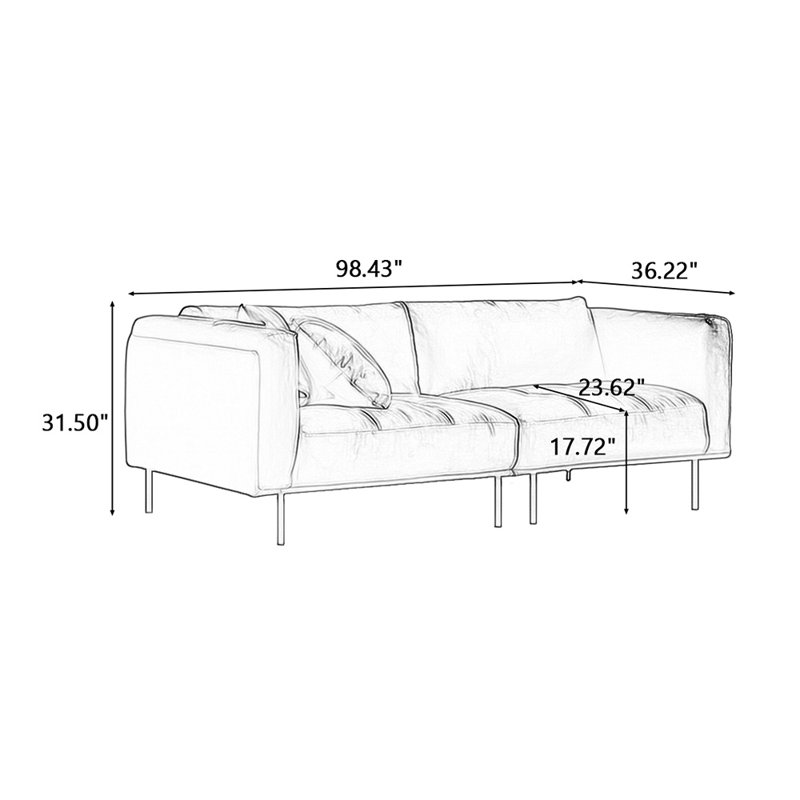 Coussin modulaire 100% polyester, 3, H 31,5 po x l 98,43 po x P 36,22 po, Bleu