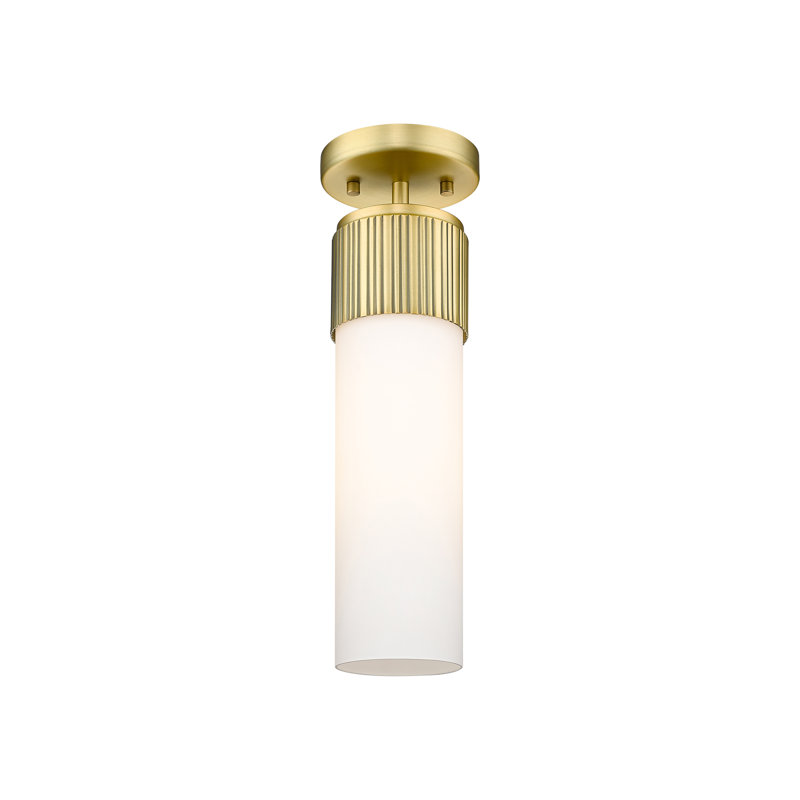 Plafonnier encastré 12 lumières Bolivar, Laiton brossé, H 15,25 po x l 4 po x P 4 po, Blanc mat