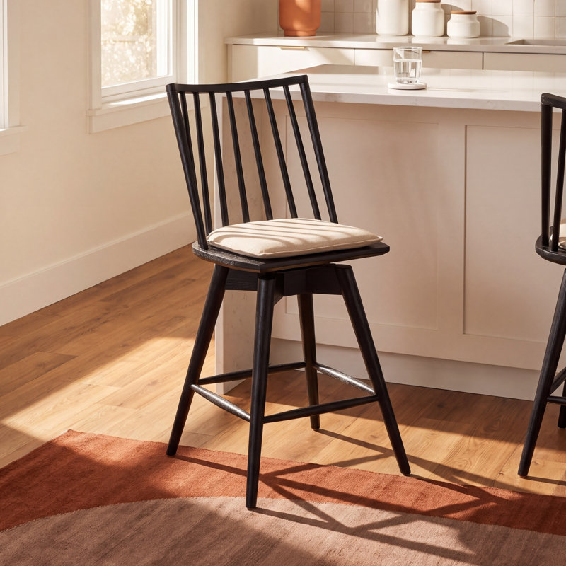 Daltrey Swivel Counter & Bar Stool, Antwerp Natural/Linen Blend, Counter Stool (26.98" Seat Height)