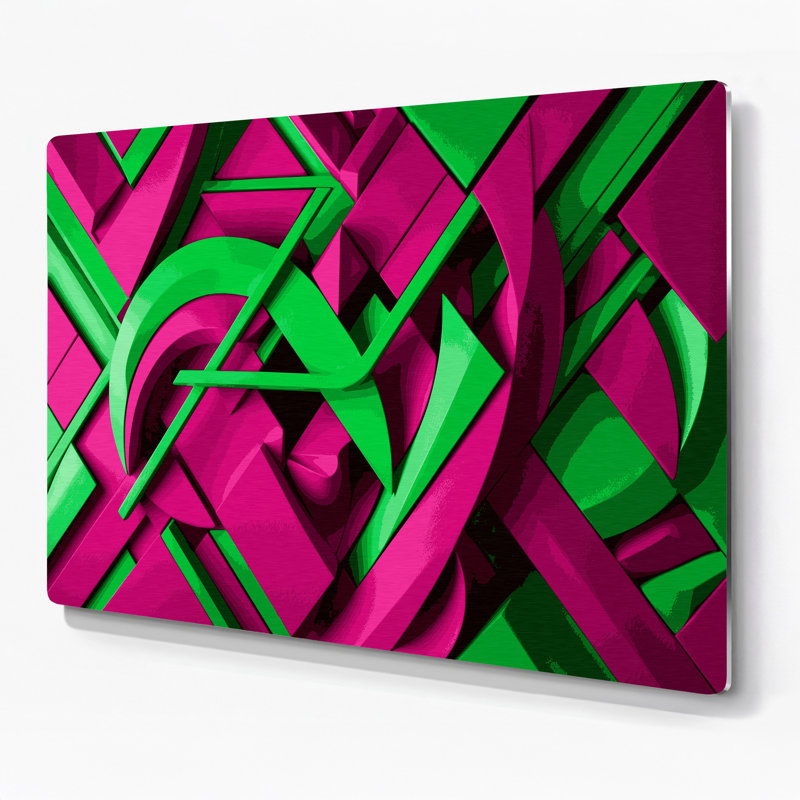 «Geometric Abstraction 43», art mural en métal rose, H 20 po x l 24 po