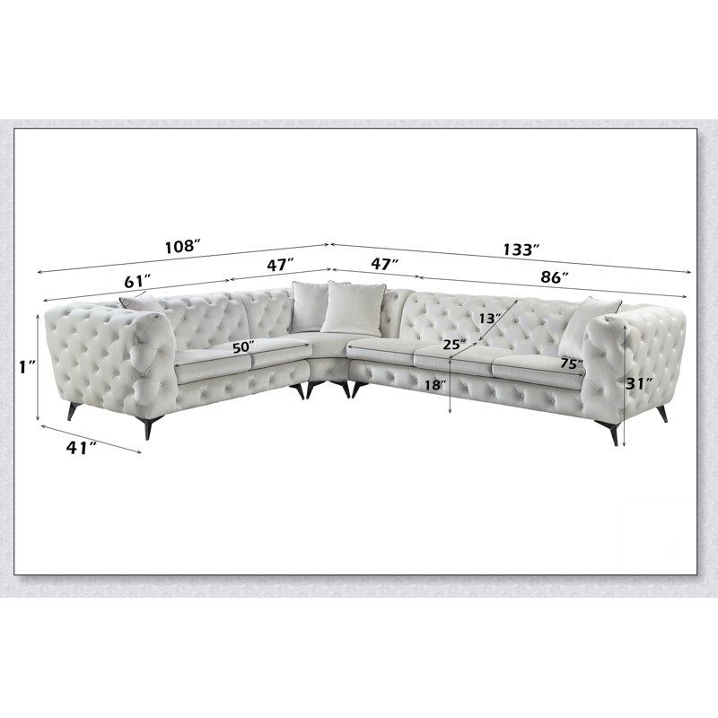 Atronia Beige Fabric Sectional Sofa W/4 Pillows