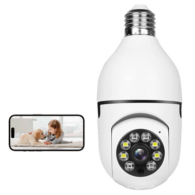 Hawkray Smart Security Bulb Camera - 2k Wireless Indoor/outdoor Surveillance, 355° Pan/tilt With Full-colour Night Vision, 5g/2.4g Wifi, Motion Alerts & Two-way Talk, Cloud Storage
