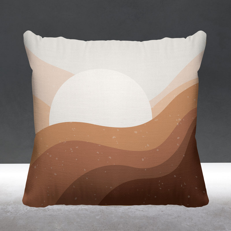 Outdoor Reversible Throw Pillow, Brown, 15H" x 15W"