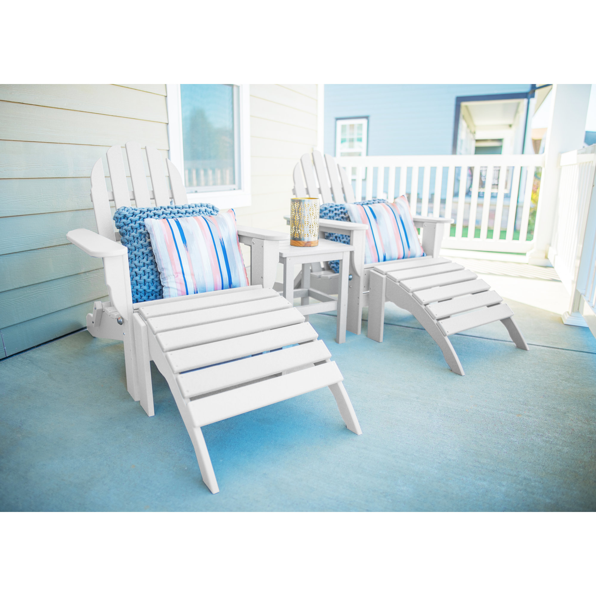 Leighton Foldable Outdoor Adirondack Set, White