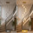 10-Light Gold Crystal Dimmable LED Large Staircase Pendant Light with Remote and App Control