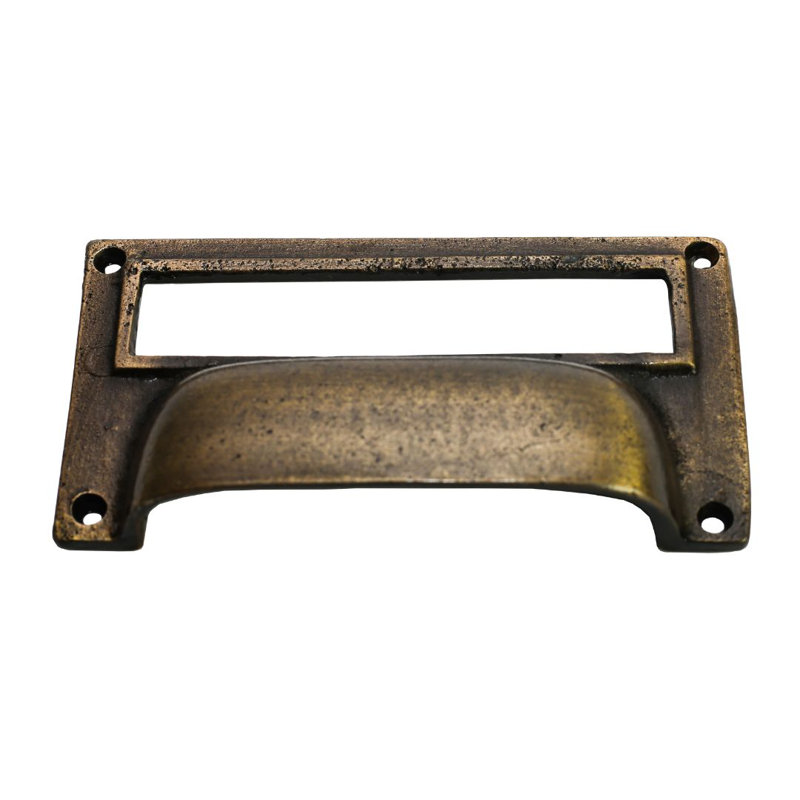 4" Large Card Holder Cup Handle Antique Brass, Antique Brass, 85mm