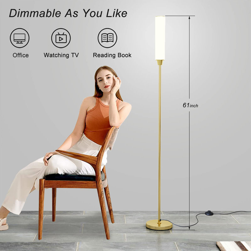66" Floor Lamp with Remote Control, Gold