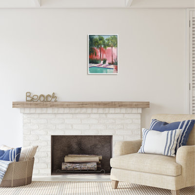 Bb-372-Framed " Tropical Summer Pool " by Ziwei Li Painting Print