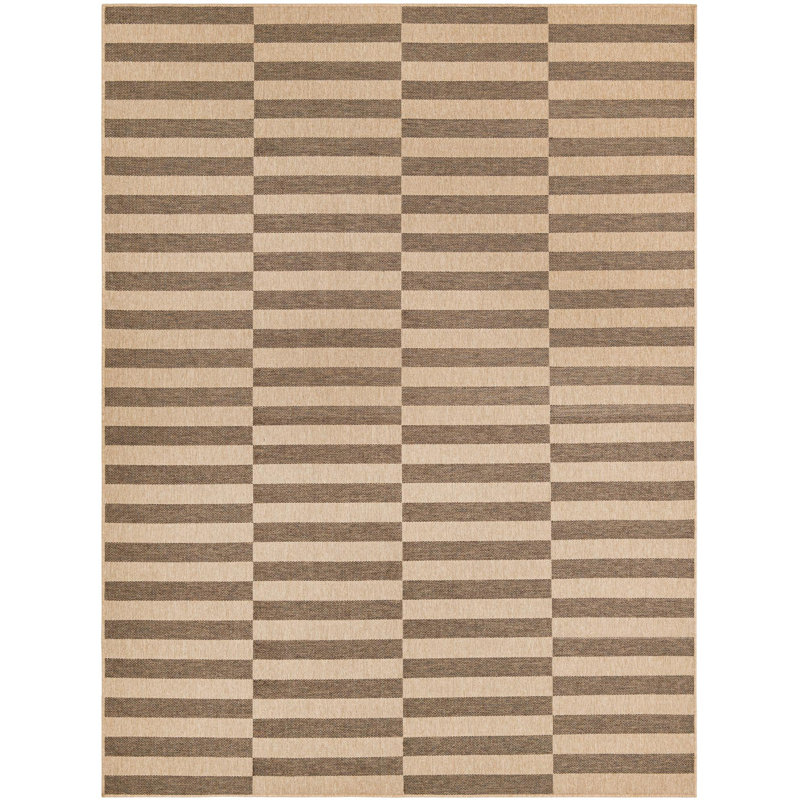 Tapis de couloir contemporain de couleur naturelle et brune Sheglita, Rectangle 9 pi x 12 pi