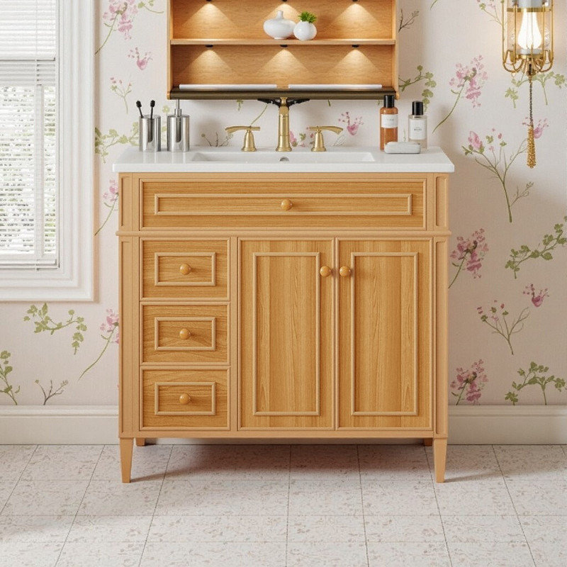Meuble-lavabo simple 36 po avec 3 tiroirs et 2 portes à fermeture en douceur