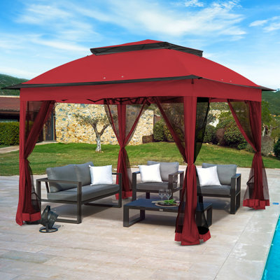 11 Ft. W x 11 Ft. D Pop Up Canopy Patio Gazebo with Mesh Wall