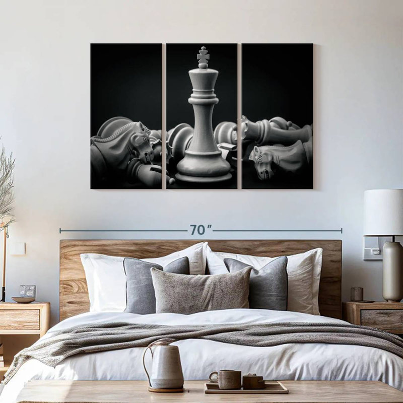 Chess King - ensemble de 3 toiles tendues, H 36 po x l 57 po x P 1,25 po
